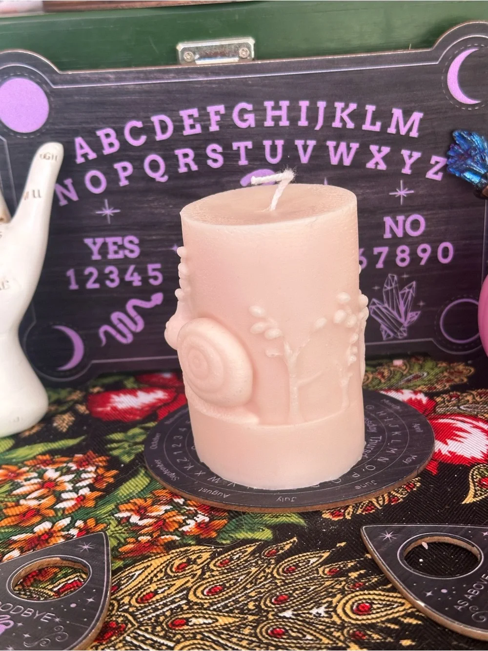 Cream Snail Pillar Candle | Woodland Cottagecore Candle | Handmade Nature Decor
